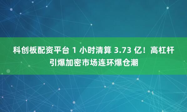 科创板配资平台 1 小时清算 3.73 亿！高杠杆引爆加密市场连环爆仓潮